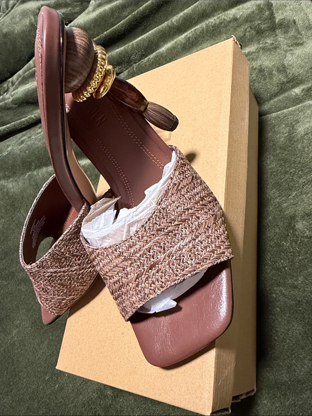 Steve Madden Brown Woven Slide Sandals